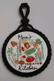 Vintage Cast Iron Trivet With Ceramic Tile Mom's Kitchen 11" high x 7" wide