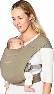 Ergobaby Embrace Cozy Newborn Baby Wrap Carrier (7-25 Pounds), Ponte Knit, Olive