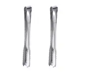 2Pcs Stainless SteelIce Tongs for Ice Bucket Ice Cube Serving Tongs with Teeth (6 inch)