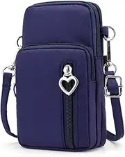 Small Crossbody Bag Cell Phone Shoulder Purse Wallet Armband Case for iPhone 8 7 6 Plus/Galaxy S10 S9 S8 Plus A10 A20 A50 J7 Star/LG Stylo 4/V40/G7 ThinQ/Google Pixel 3a /Sony Xperia XZ2/XA2 (Blue)