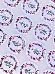 4.5CM 48PCS Happy Mothers Day Sticker Label Mums Day Packaging Business Pink Sticker Pink Labels Mothers Day Tag Gift Seal