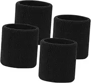 VICASKY 4pcs Elastic Cotton Sports Wristbands Black Running Wristbands Absorbent Gym Sweatband Breathable Cycling Bands Stretchy Sports Accessories for Men Women