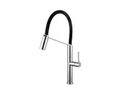 VITO BERTONI CORI Pull Down Kitchen Mixer Tap Lead Free - Chrome with Black Silicone