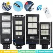 900000LM LED Solar Street Light Radar Induction Sensor Outdoor Lamp+Remote+Pole