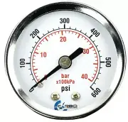 2" Pressure Gauge - Chrome Plated Steel Case, 1/4"NPT, Back Mnt. 600 PSI