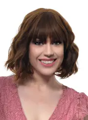 Short Brown Wavy Bob Fashion Wig with Fringe and Skin Top Part