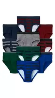 NEW 10-Pack Children’s Place Boys Blue/Gray/Green/Burgundy (Tidal) Briefs - Med