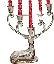 Whistling Kettle， Shiny Silver Finish Metal Reindeer Shape Candle Holder 5-Arms Decorative Candlestick Zinc Alloy Candle Stand Candelabra