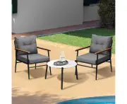 Livsip Outdoor Patio Setting 3 Piece Bistro Lounge Furniture Set 50cm Table