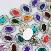 Flatback Resin Bead 60pcs 10*14mm Double Color Oval Applique Scrapbook Art Beads