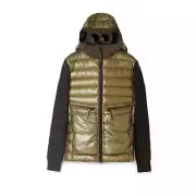 C.P. Company Lambswool & Nylon Knit Goggle Jacket Down Green Size Large (50) NWT