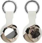 1PCS for Pug Dog Air Tag Holder Case Waterproof & Shockproof Anti-Scratch Protective Air Tag Cover with Keychain Ring Silicone Tags Holders for Luggage, Backpack, Keys, Pet