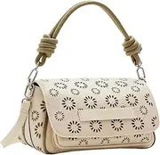 [Desigual] Cylinder Bag Laser Cut Women Beige Handbags