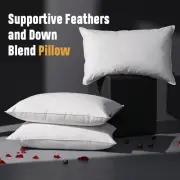 Luxury Goose Feather Down Pillow Queen Size Set of 2 Pack,100% Cotton Hotel Coll