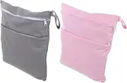 Yardwe 2pcs Diaper Storage Bag Diaper Organizer with Two Zippered Pockets Reusable and Washable for Nappies and Clothes Grey
