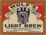 WOLFS LIGHT BREW Beer label Reproduction Metal Sign 9"x12" Philadelphia PA