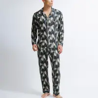 在飛比找momo購物網優惠-【Tani】男性居家印花休閒睡衣套裝(天絲男性居家印花休閒睡