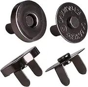 Mini Skater Round Magnetic Snaps Bag Button Clasps Closure Purse Handbag with Washer Nickel， 6-Pack (18mm Black)