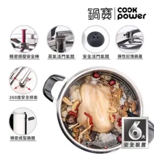 【CookPower 鍋寶】義大利式快鍋12L(12L快鍋含蓋*1+玻璃鍋蓋*1+蒸盤*1+蒸架*1) IH/電磁爐適用