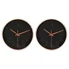 2Pcs 8" Wall Clock Battery Operated Silent Non-Ticking Clock Black Gold