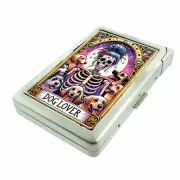 Dog Lover Skeleton Cigarette Case with Built in Lighter Metal Wallet