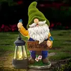 Solar Gnome Sculpture Night Light Resin Creative Outdoor Lawn Yard Porch Decor
