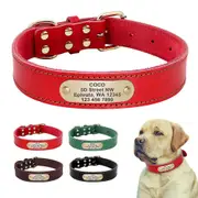 Didog Personalized Dog Leather Collar Pet Name Number Engraved for Medium Large Dogs Red M:Neck 40-54cm