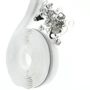 #5 Silver Metallic Nylon Coil Zippers by The Yard, Bulk White Tape 10 Yards w...