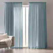 Blue-Grey Sheer Curtains for Window Treatment - Set of 2 (132 x 216 cm)