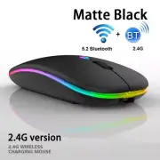 Ratón Inalámbrico Bluetooth 5.1, Modo Dual de 2,4 GHz con LED RGB Recargable