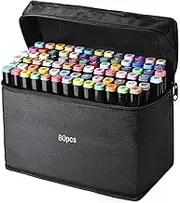 80 Color Alcohol Markers Pen Set for drawing, Thebeautiful artist Art Markers Permanent Dual Tip Drawing Markers set, Sketch Color Illustration Highlighting for Kids Adult markers(Black Shell)