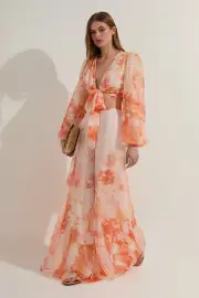 Ombre Floral Woven Wide Leg Pants