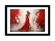 Beautiful Women Framed Art Red White Framed print Art Poster