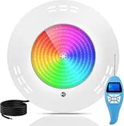 LyLmLe Ultra Flat LED Pool Headlight, 35 W Resin Filled Pool Lamp RGB Colour Changing LED Underwater Spotlight with Remote Control, IP68 Waterproof 12 V AC Pool Lighting Surface-Mounted