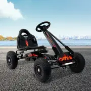 Kids Pedal Go Kart Ride Cars Bike Racing Toys Rubber Tyre Adjustable Seat Black