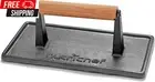 Nutrichef Cast Iron Grill Press - Heavy-Duty Griddle Press with Wooden Handle, S