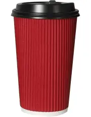 [Toque] 16oz Disposable Triple Wall Takeaway Coffee Paper Cups with Lids 500 Piece in Red