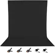 Black Backdrop Background,Huzofexo 9.5x16FT Polyester Cotton Foldable Solid Black Photo Backdrop Curtain Photo Studio Large Screen Photography Props for Photoshoot Party Video Recording