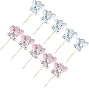 OFFIGAM 10pcs Elephant Cupcake Toppers for Birthday Parties Blue Pink Cake Picks Fun Decorations for Celebrations Easy to Install Cake Decor for Themed Events