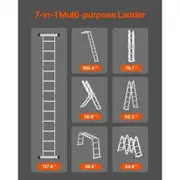 Multi-Purpose Folding Ladder 7-in-1 3 Step 12ft Reach Height for Work