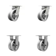 5 Inch KP V-Groove Semi Steel Caster Set with Ball Bearings 2 Swivel 2 Rigid
