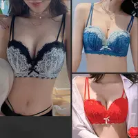 在飛比找蝦皮商城優惠-【維亞娜】天然乳膠蕾絲內衣女 性感深V 無痕無鋼圈內衣 小胸