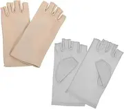 [LIFKOME] 2 Pair Women's Sun Protection Gloves Thin Breathable Uv Blocking Fingerless Cycling Driving Gloves