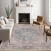 HiChiclife Area Rugs Non-Slip Washable Carpet, Vintage Persian Rug Kitchen Rugs & Mats Soft Floor Rugs for Living Room Bedroom Kitchen Floor Indoor Office Rug Home Decor(Pink, 120×160cm)