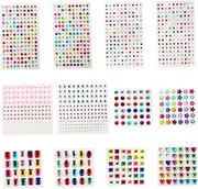 PLAFOPE 12 Sheets Multi Color DIY Rhinestone Makeup Stickers for Nail Art Decoration and Holiday Crafts Self Adhesive Crystal Gems for Designs