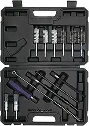CHANG QI 19pcs Injector Seat and Shaft Cleaning Injector Cleaning Kit, injection nozzles with steel wire cleaning brushes and nylon brushes