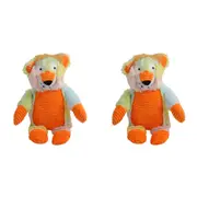 2x Pro Pet 30cm Squeaky Soft Plush Lion Dog Toy Interactive Squeaker Play Yellow