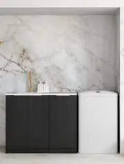 1060*600*900mm Otti Byron/Bondi Laminated Black Oak Base Laundry Cabinet With Stone Top And Sink