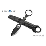 【ANGEL 精品館 】BENCHMADE MINI SOCP黑刃直刀/黑色鞘(單邊開刃) 177BK