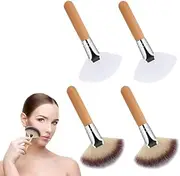 Soft Bristle Highlighting Blush Brush, 4Pcs Facial Fan Brush Esthetician Fan Brush Esthetician Fluffy Fan Brush Face Soft Bristle Highlighting Blush,Soft Bristle Highlighting Blush Brush with Handle